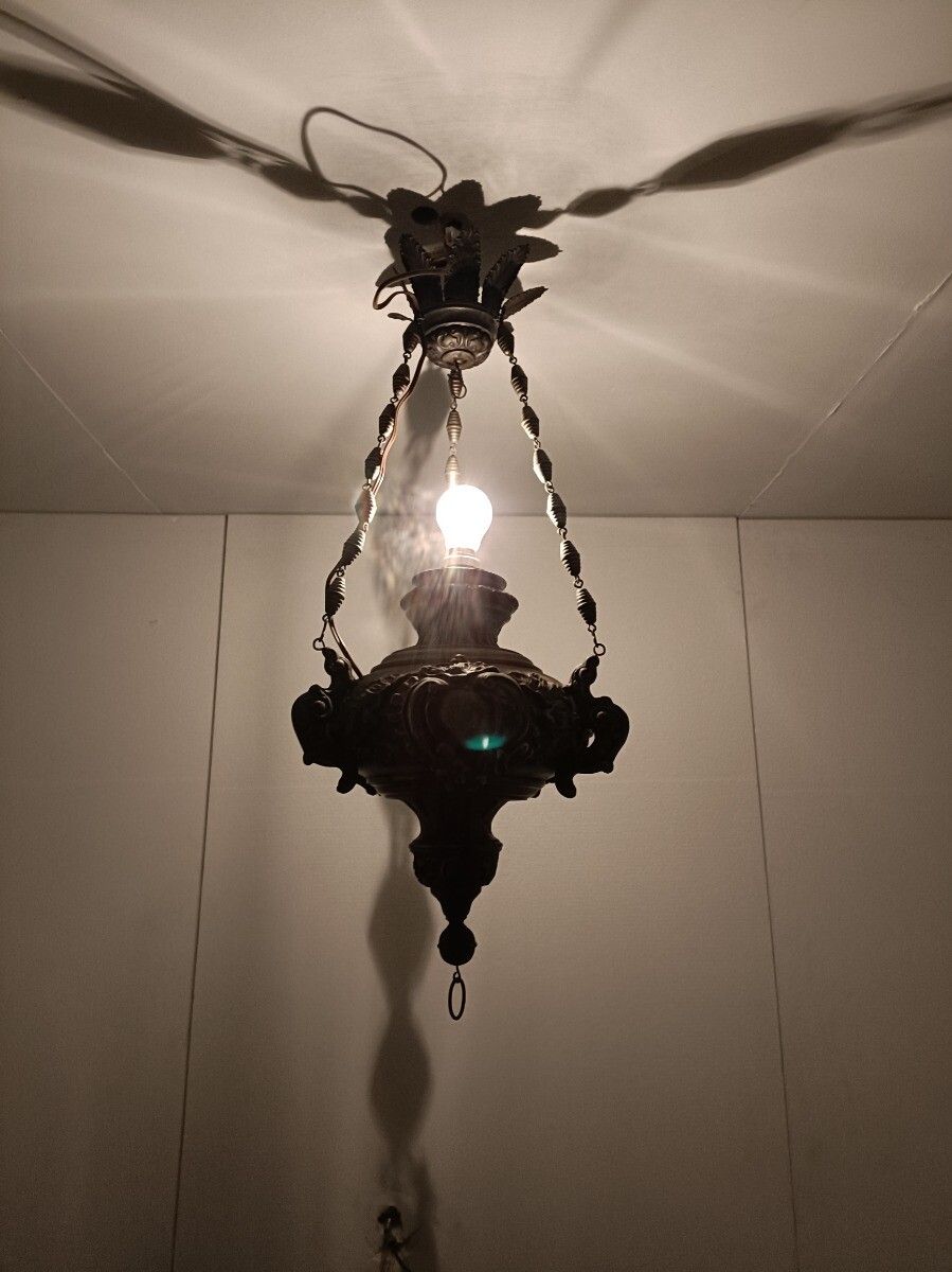 Antique Gothic Copper Silverplatede Gods Lamp Light Ceiling Fixture Chandelier P photo furniture