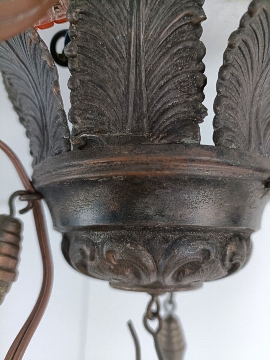 photo furniture Antique Gothic Copper Silverplatede Gods Lamp Light Ceiling Fixture Chandelier P
