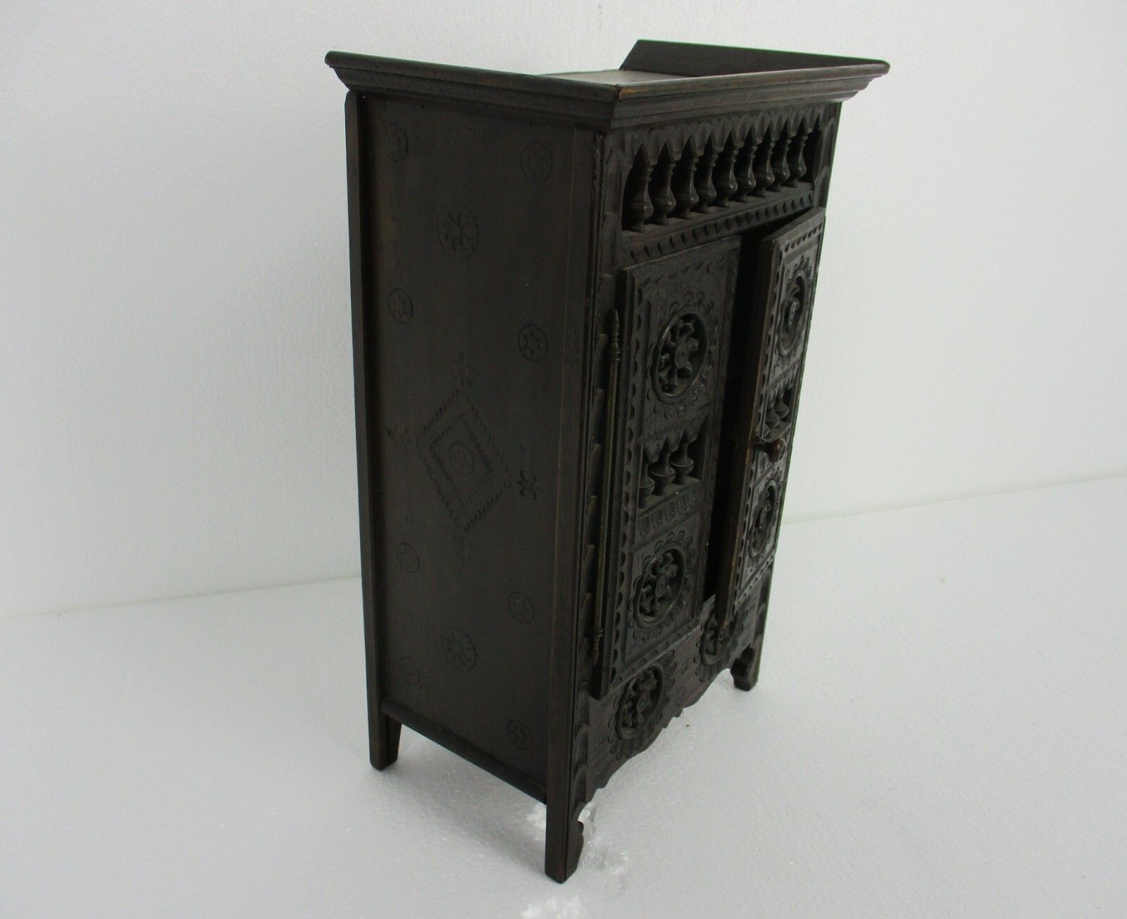 Miniature French Breton Salesman Sample Cabinet Wood Antique 1900s Gorgeous Rare photo for sale