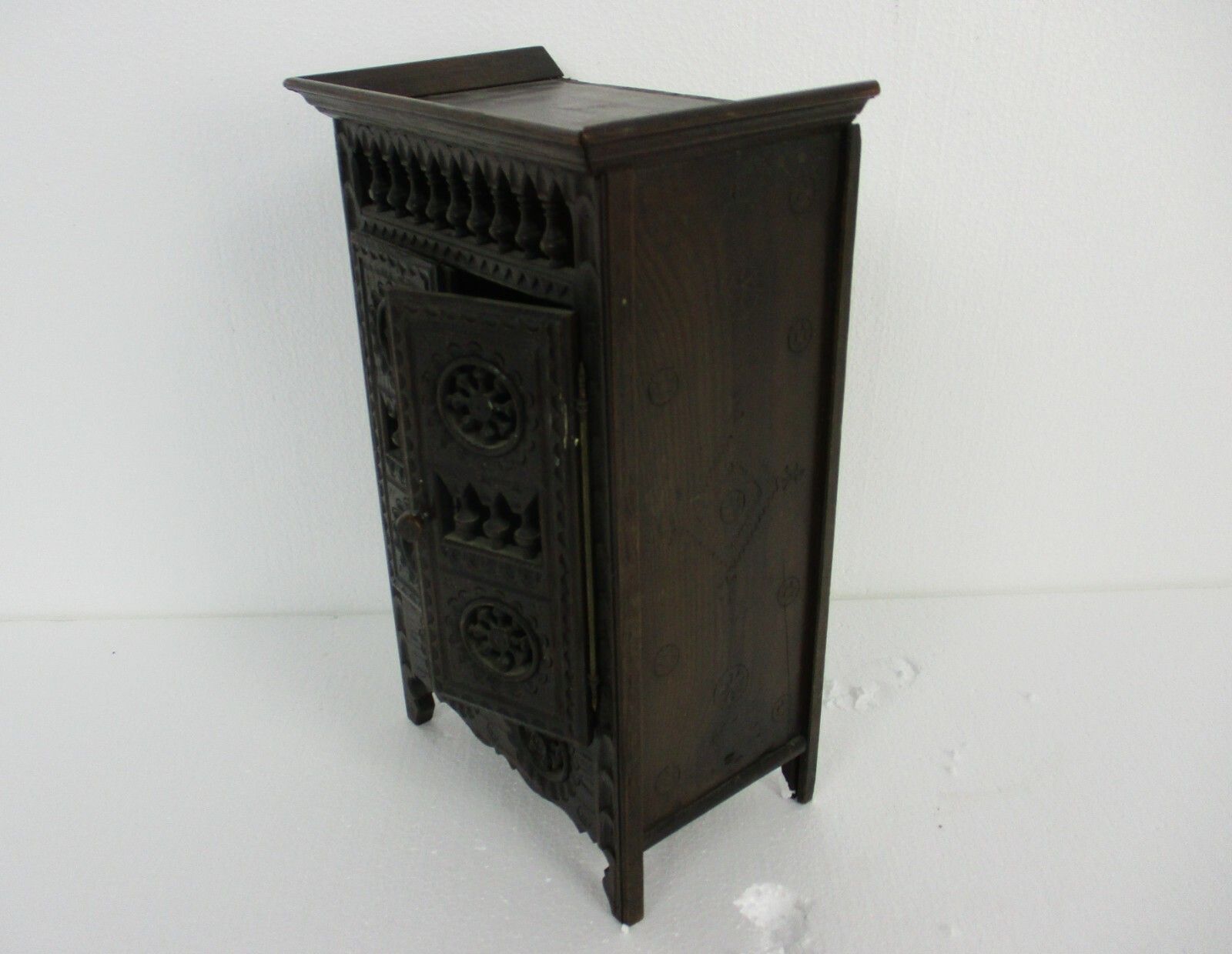 Miniature French Breton Salesman Sample Cabinet Wood Antique 1900s Gorgeous Rare photo vinterior