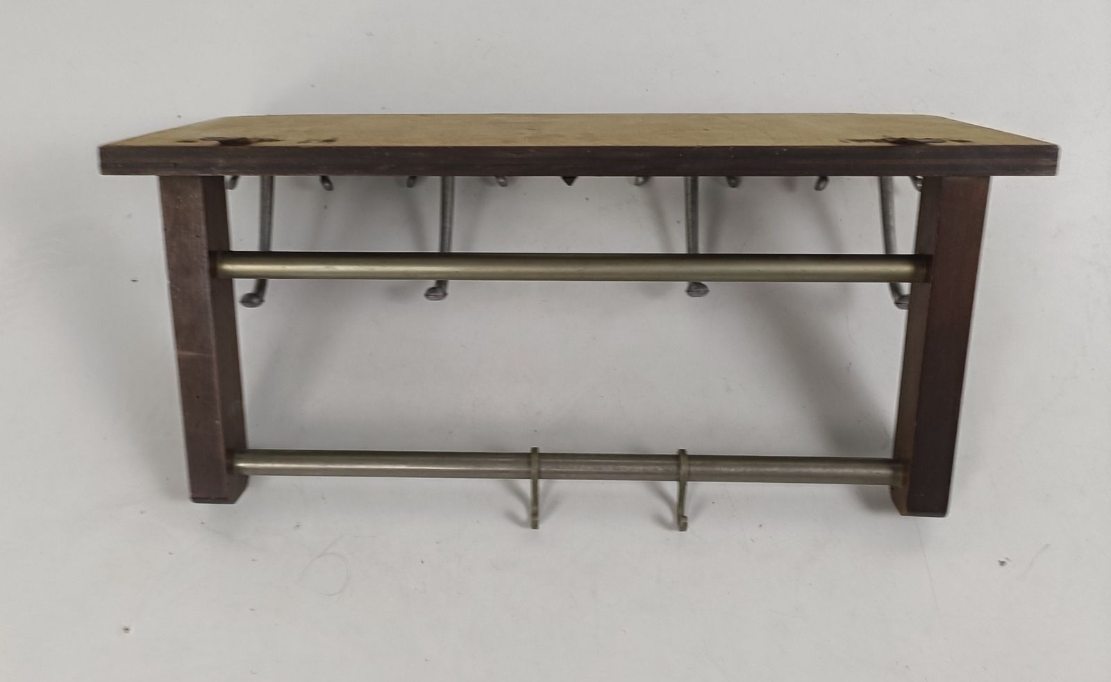Small Vintage Railroad Luggage Hat Coat Rack Mid Century Modern Industrial Round photo for sale