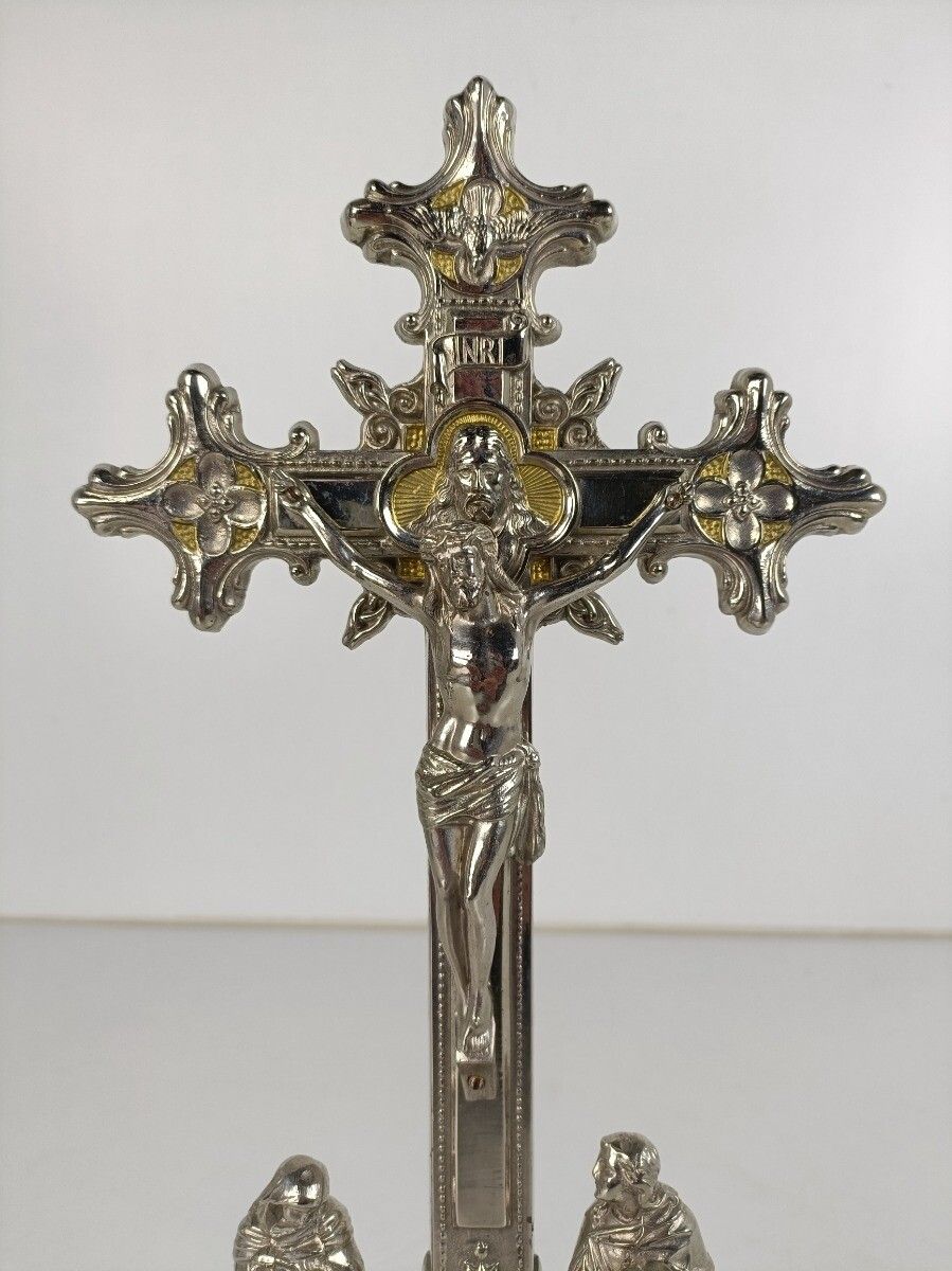 Standing Crucifix Cross Saint John Saint Mary Magdalene Golgotha Apostles Ornate photo 150.0
