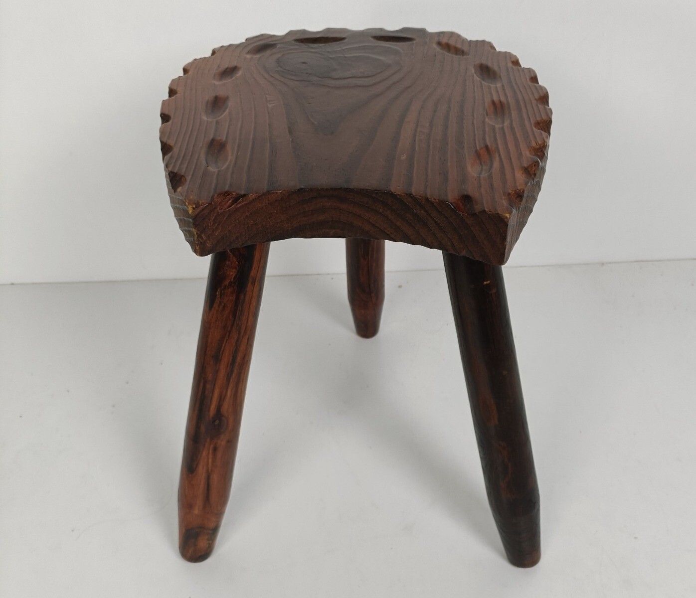 Spanish Milking Stool Table Pedestal Plant Bonsai Stand Carved Wood Horseshoe Fo photo Furniture