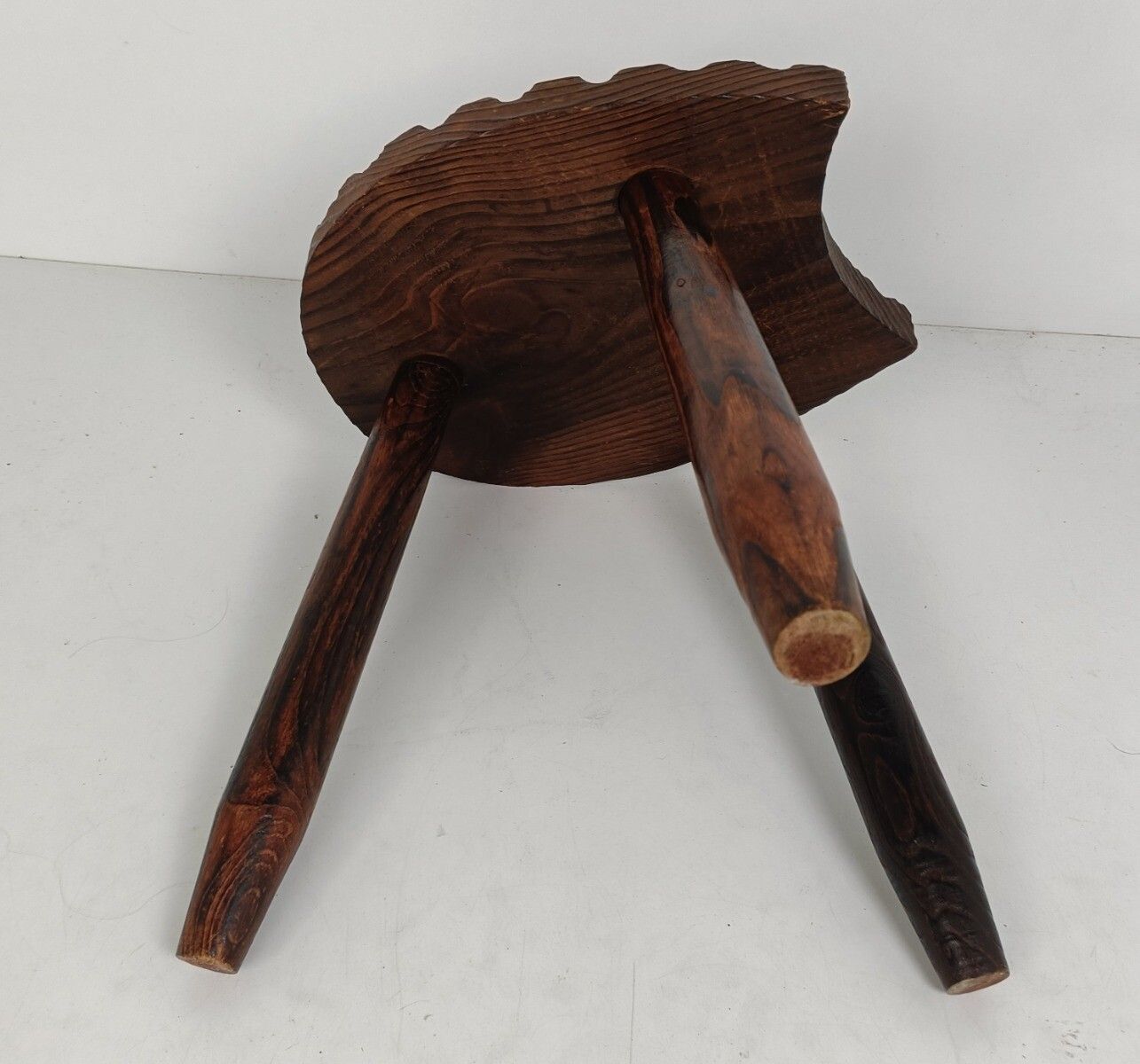 Spanish Milking Stool Table Pedestal Plant Bonsai Stand Carved Wood Horseshoe Fo photo 97.0