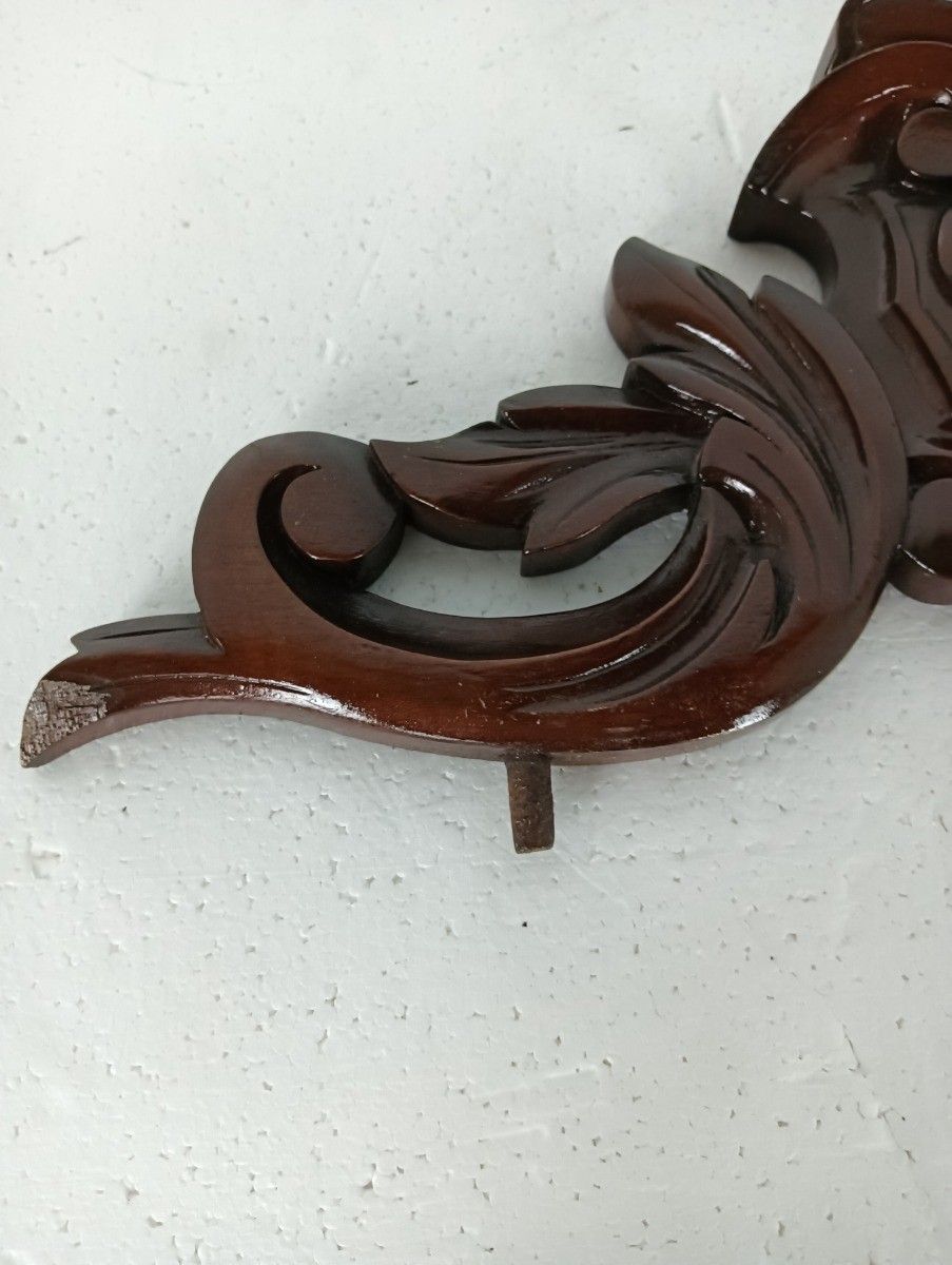 Small Antique Pediment Over Door Hand  Carved Wood Architectural Reclaimed Salv photo vinterior