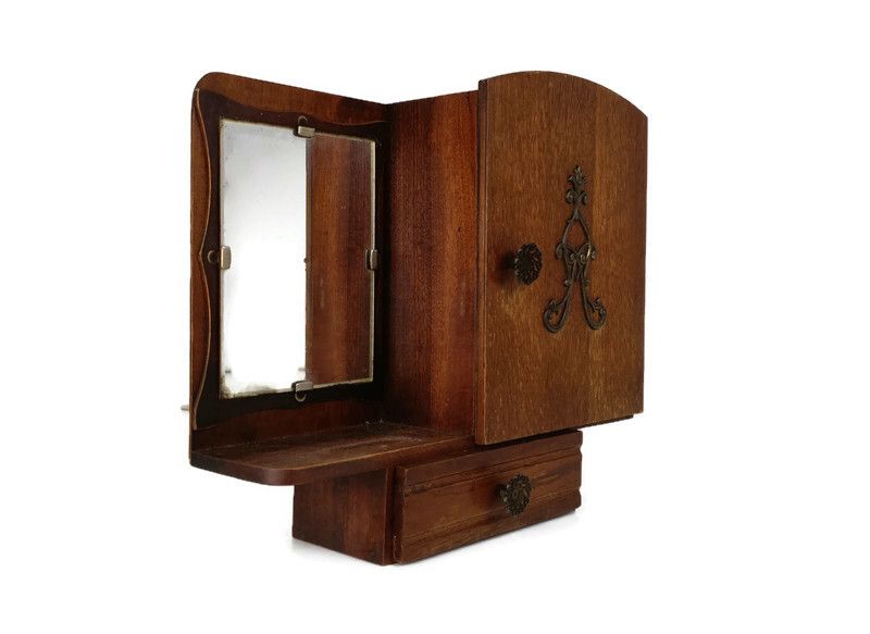 Art Deco Antique Medicine Apothecary Cabinet Wall Hanging Bathroom Shaving Cabin