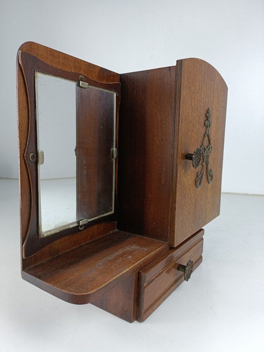 Art Deco Antique Medicine Apothecary Cabinet Wall Hanging Bathroom Shaving Cabin photo 304.0