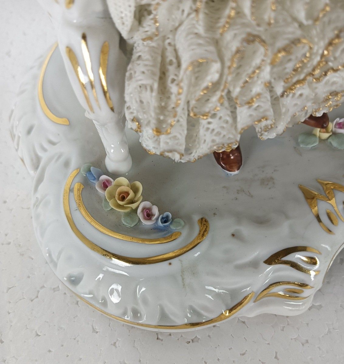 Large Statue Figurine Porcelain Marked Dresden Germany Lace Lady With Children V photo buy