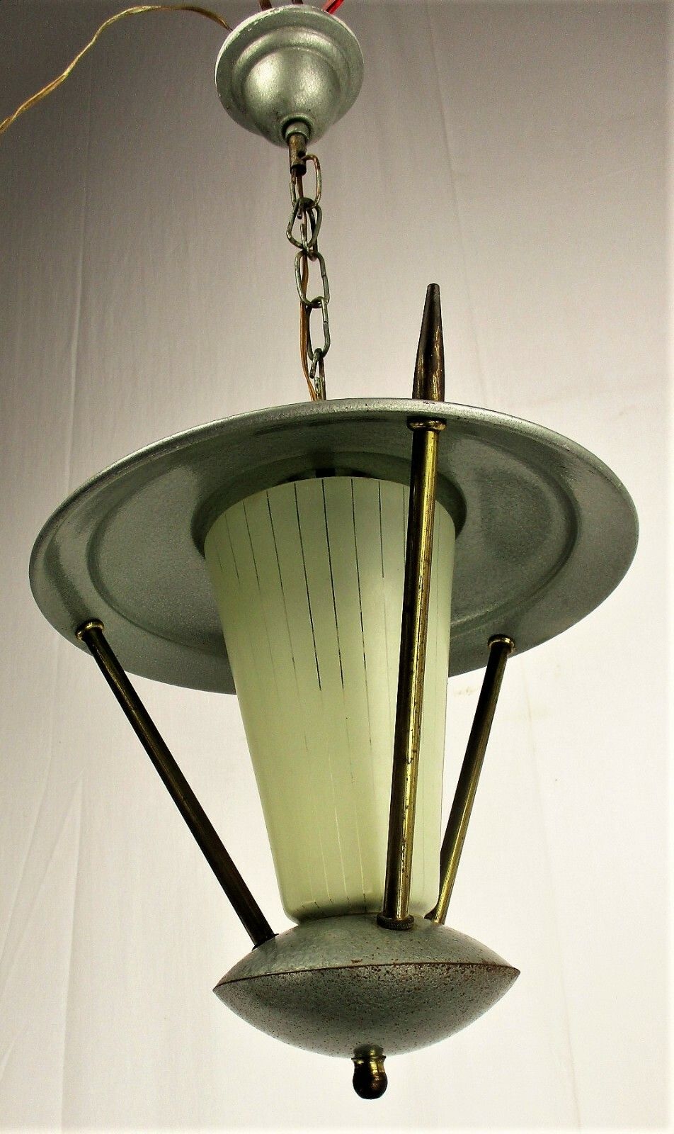 Stilnovo Style  Lantern Ornate Brass Chandelier Pendant Mid Century Modern Htf photo Lighting