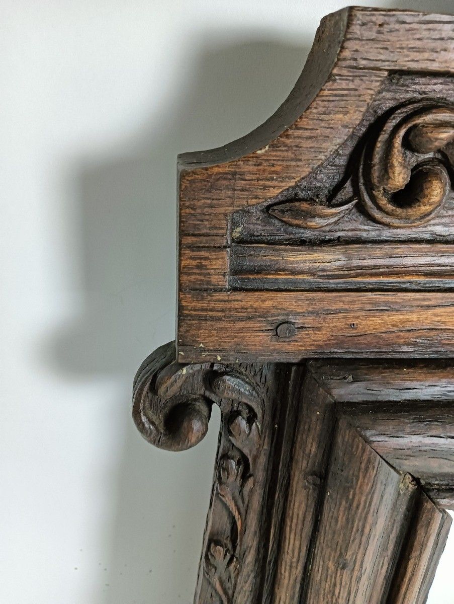 photo for sale Stunning Large Antique Breton Style Hand Carved Wood Mirror Wall Hanging