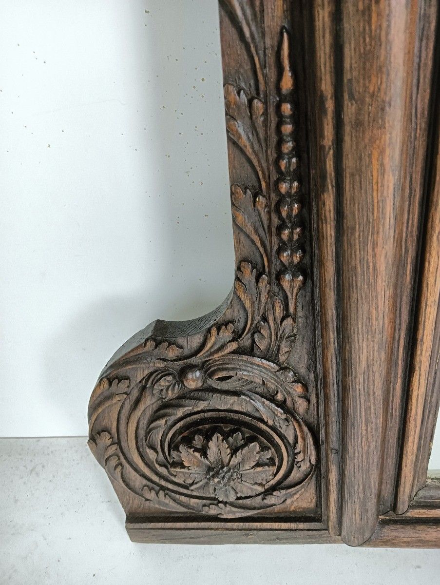 Home Decor Stunning Large Antique Breton Style Hand Carved Wood Mirror Wall Hanging photo