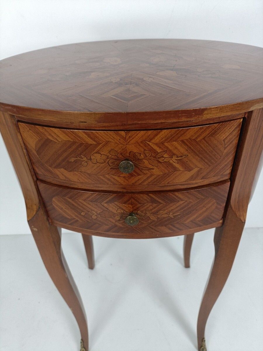Gorgeous Marquetry Inlay Chest Of Drawers Dresser Cabinet Wood Italian End Table photo vintage