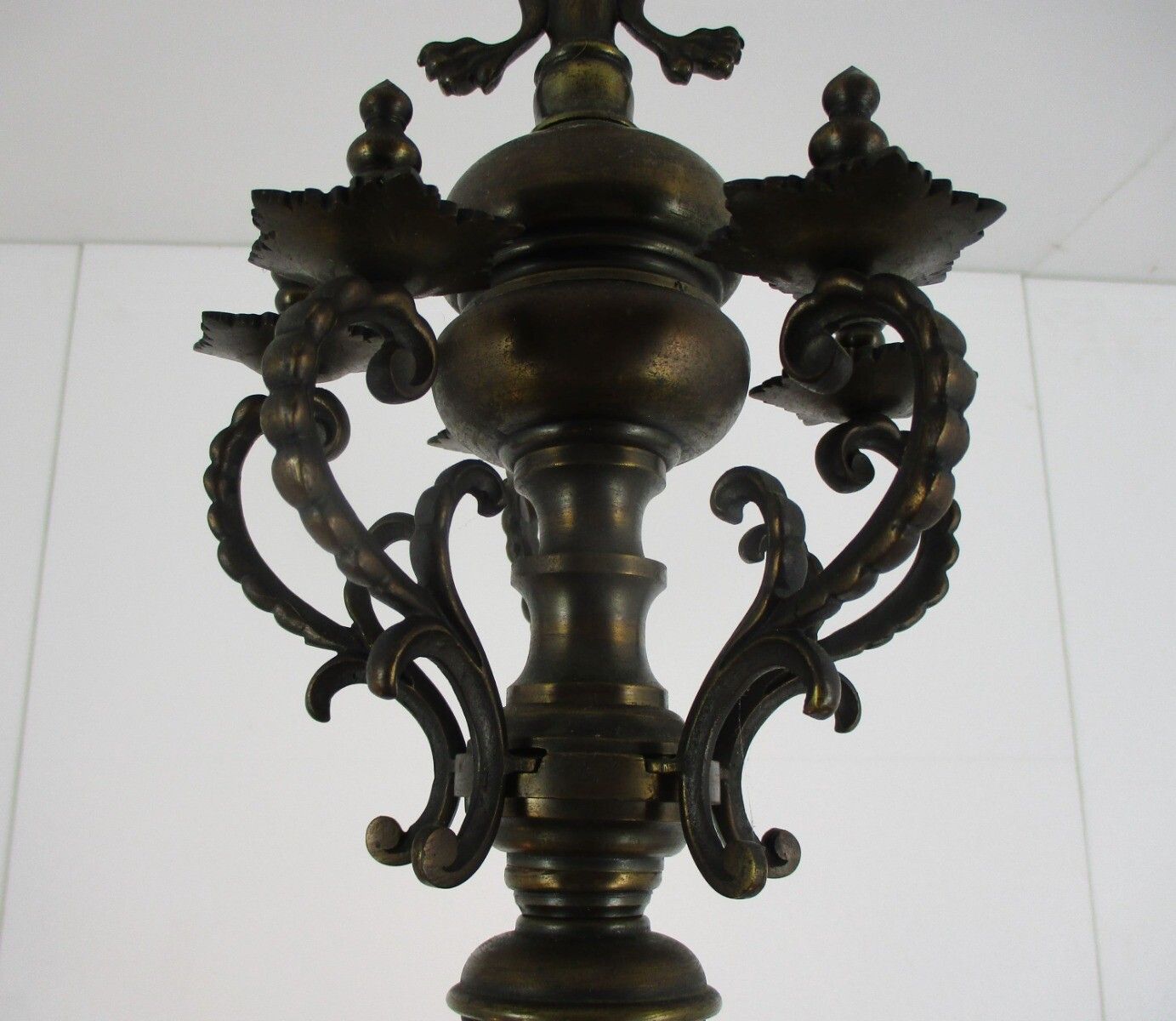 Antique Flemish Dutch Double Chandelier 5 Arms Lights Bronze Brass  Eagles Gothi photo 729.0