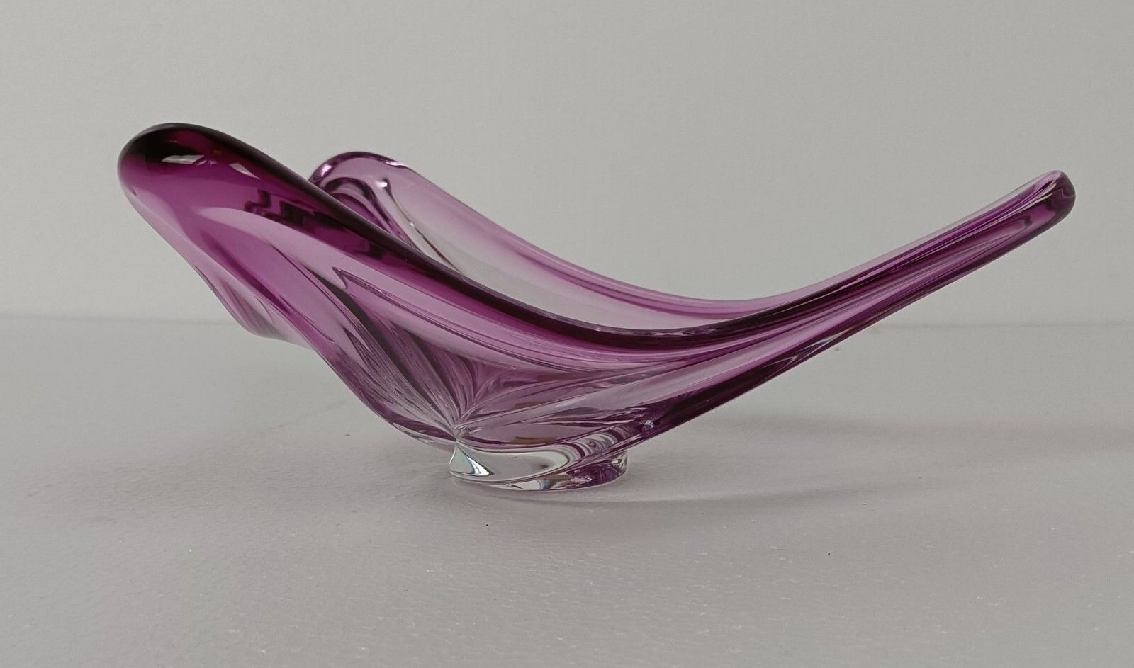 Val St Lambert Belgium Bowl Dish Centerpiece Cranberry Marked Art Glass Crystal photo for sale