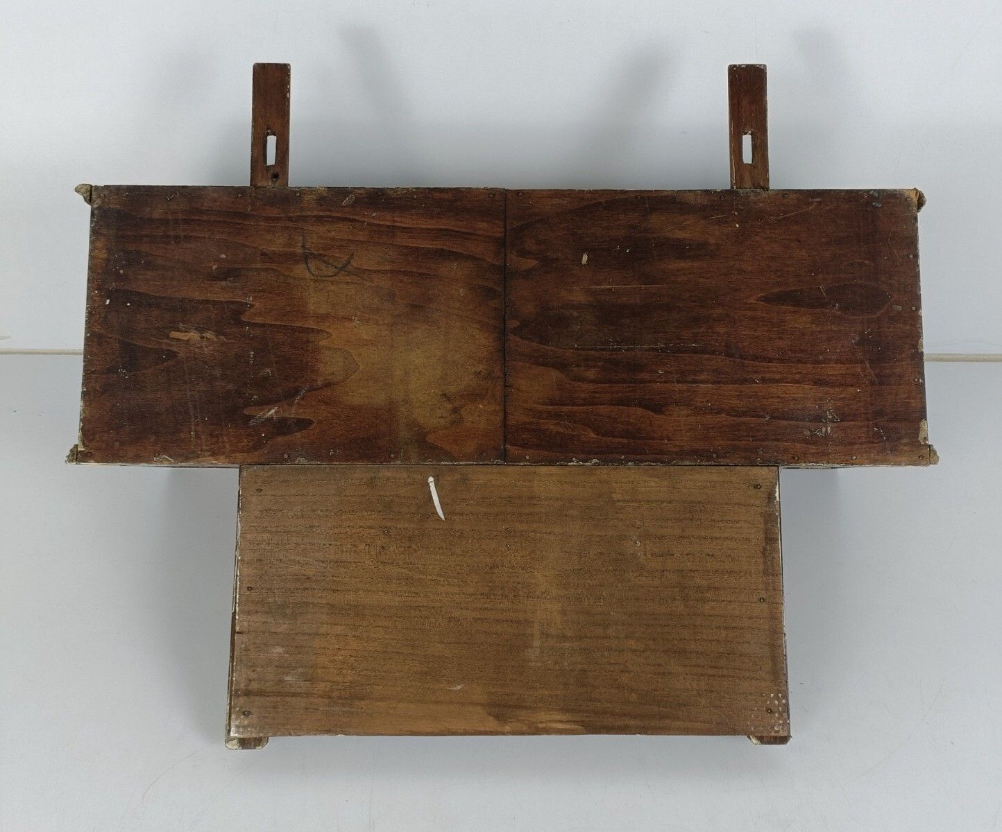 photo for sale Large Wall Cabinet Console Coat Hat Rack Carved Wood French Fleur De Lis Hooks V