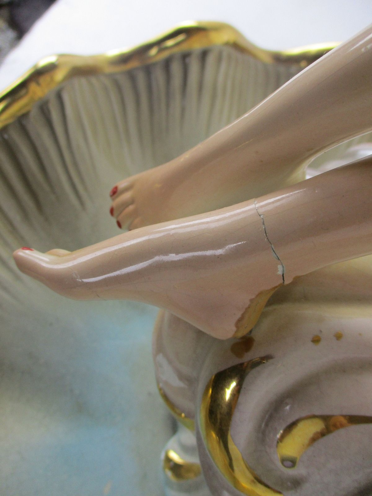 photo for sale Fountain Ceramic Faience Porcelain Figurine Beautiful Young Woman Nymph Large Be