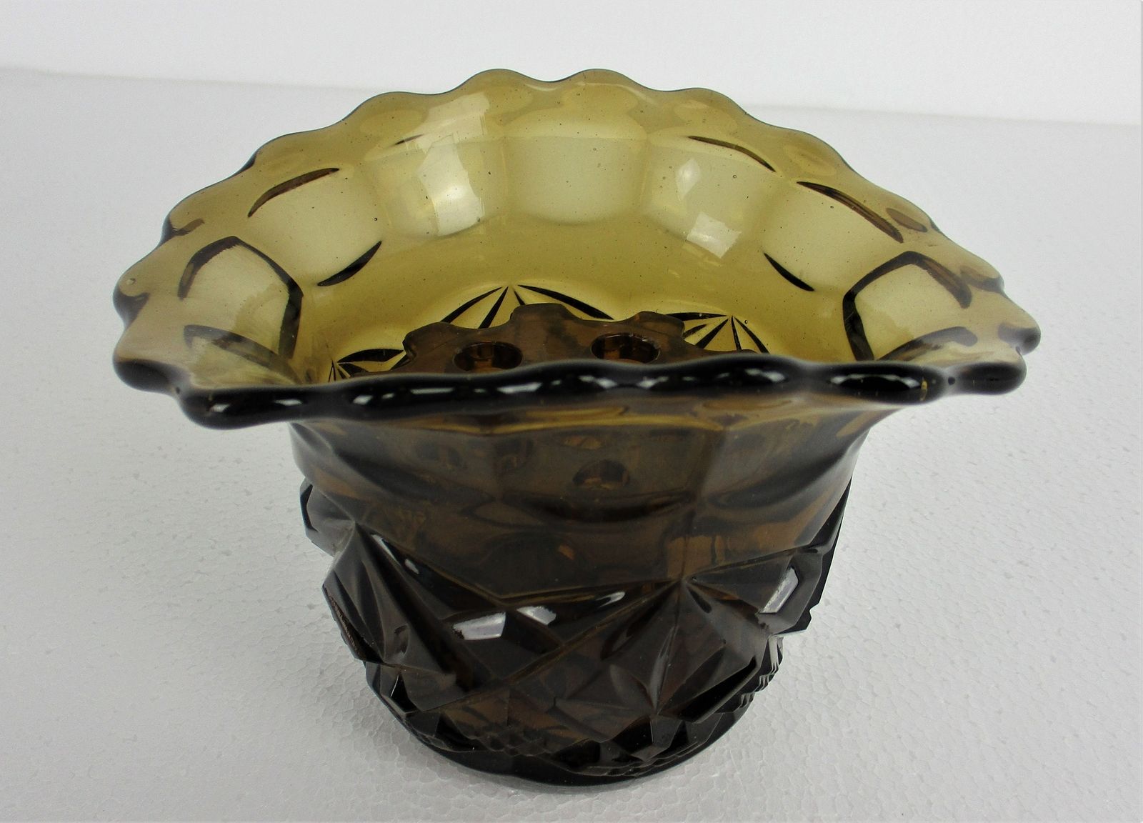 Art Deco Amber Flower Holder Pique Fleurs Art  Glass Vase 2 Pieces photo Home Decor