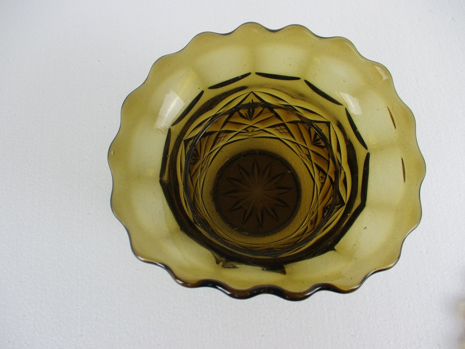 Art Deco Amber Flower Holder Pique Fleurs Art  Glass Vase 2 Pieces photo buy
