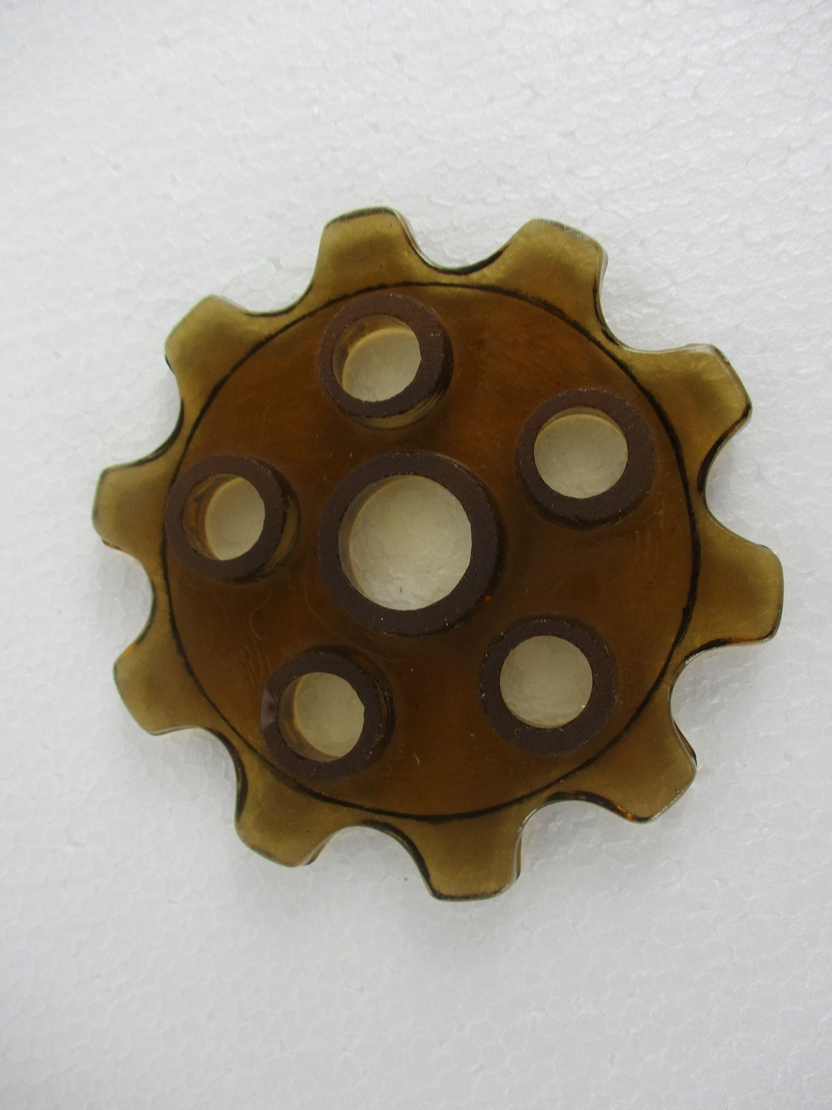 photo for sale Art Deco Amber Flower Holder Pique Fleurs Art  Glass Vase 2 Pieces