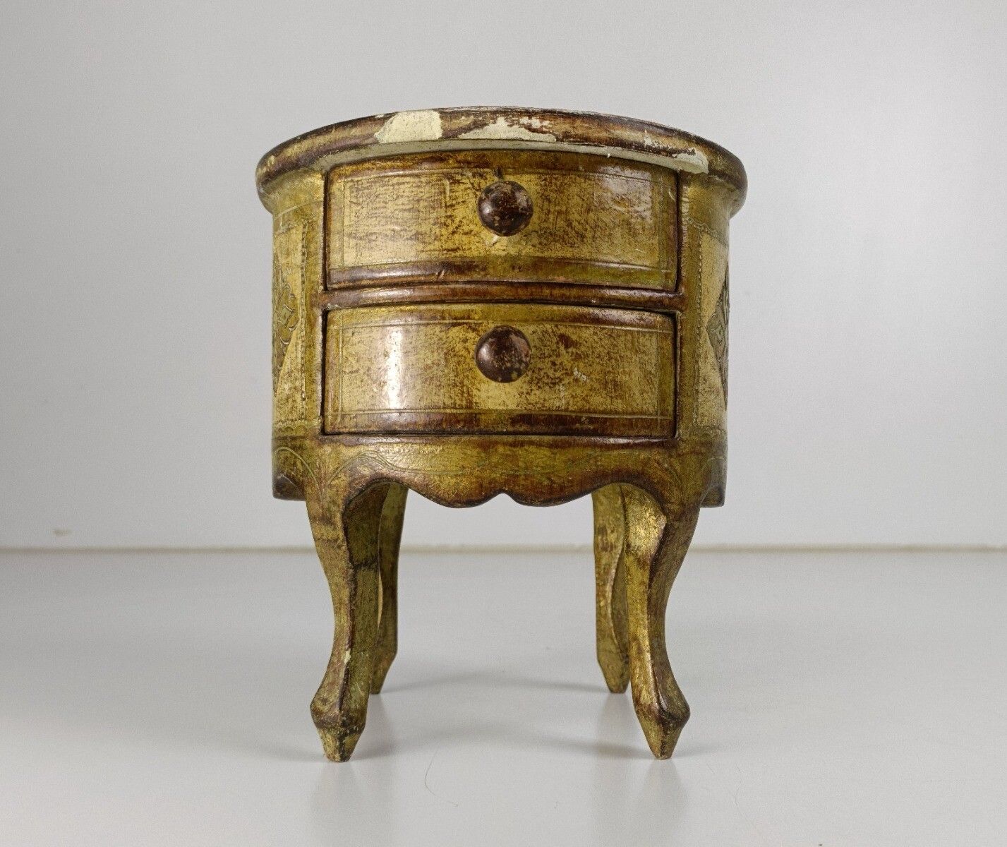 Small Italian Mid Century Hollywood Regency Florentine Jewelry Trinket Box Cabin photo for sale