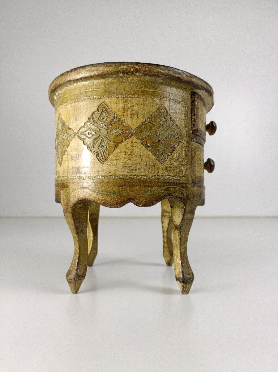 Small Italian Mid Century Hollywood Regency Florentine Jewelry Trinket Box Cabin photo buy