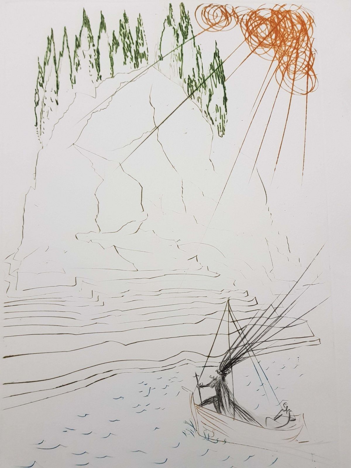 Salvador Dalí­Salvador Dali   The Fight With Morhoult   Original Etching1970 photo furniture