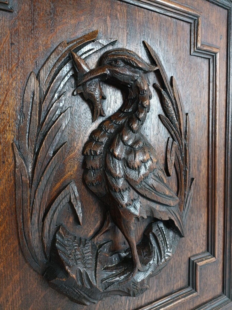 Pair Antique French Hand Carved Wood Oak Door Panels Reclaimed Architectural Her photo vintage