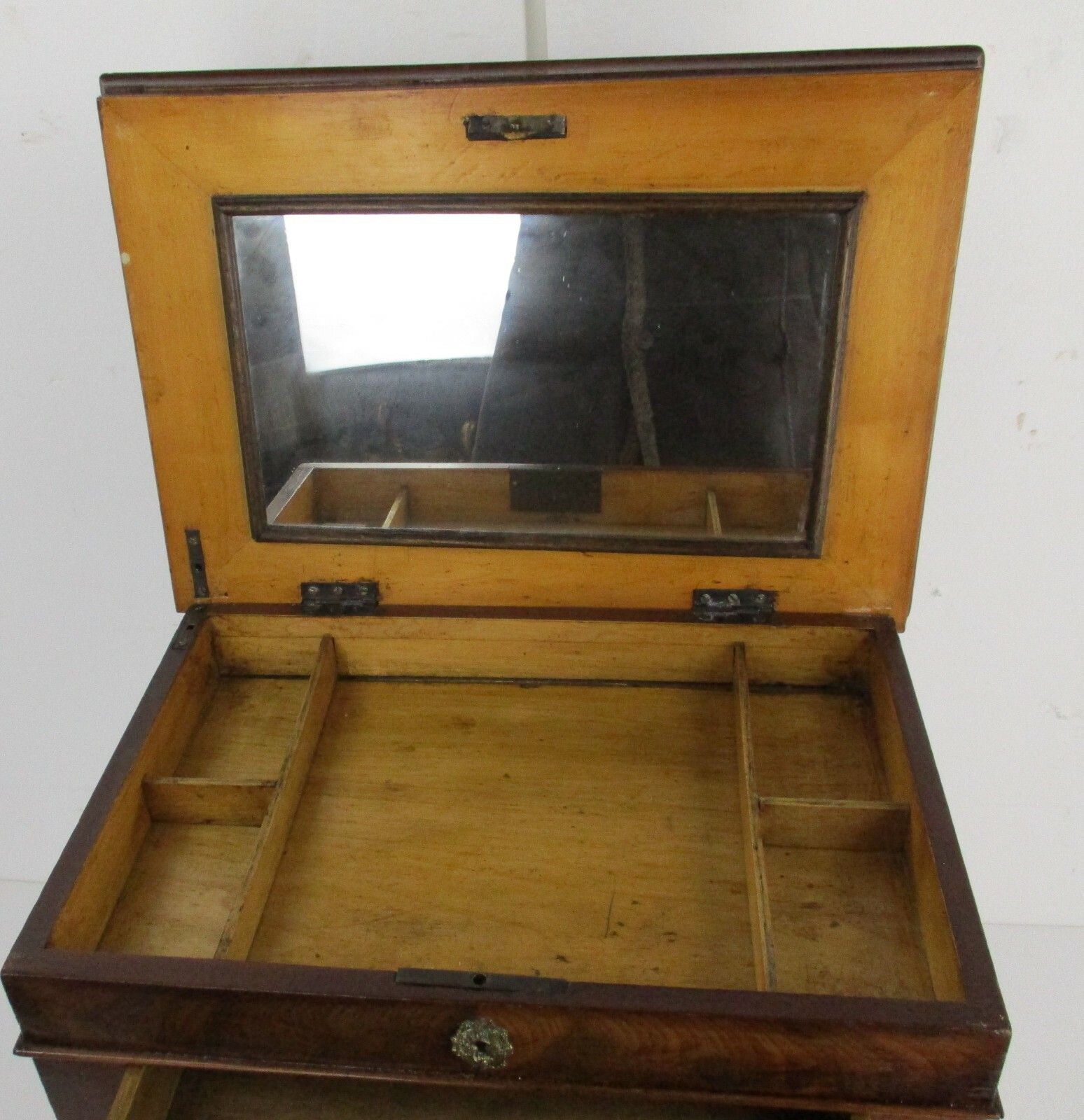 Antique Edwardian Desk Cabinet Quilting  Writing Table Gorgeous Exquisite photo Furniture