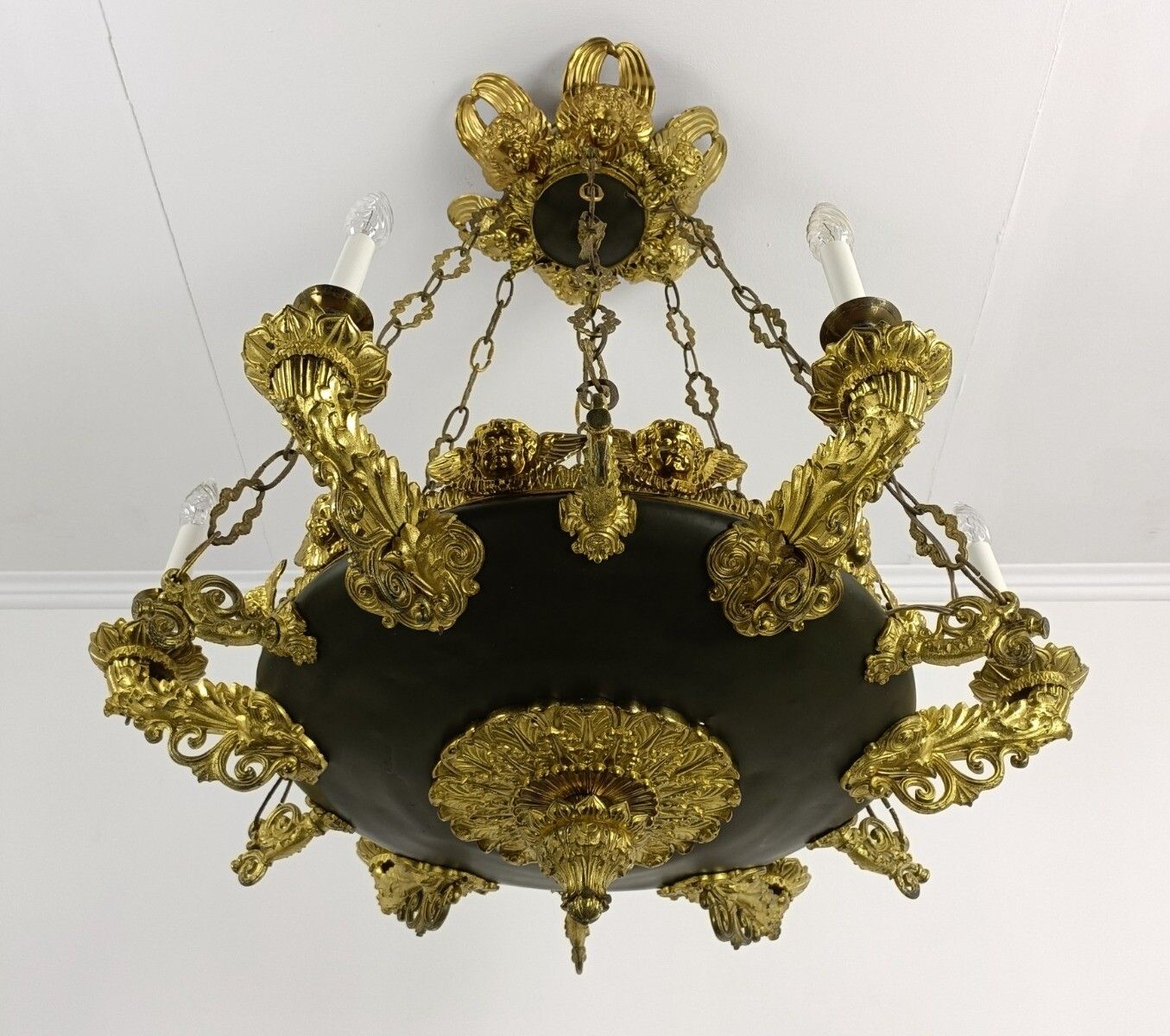 Neo Classic Bronze Doré French Empire Chandelier 18th Century Xxl Huge Stunning photo furniture