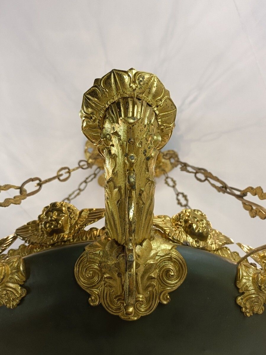 Neo Classic Bronze Doré French Empire Chandelier 18th Century Xxl Huge Stunning photo buy