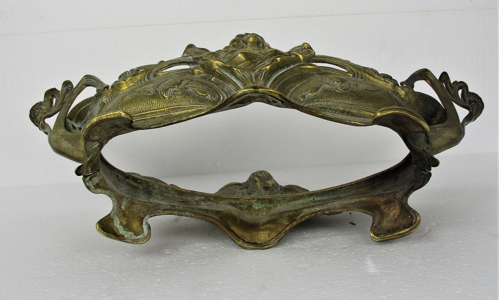 photo furniture L Art Nouveau French Planter Jardinière Ornate Embossed Centerpiece Brass Merma