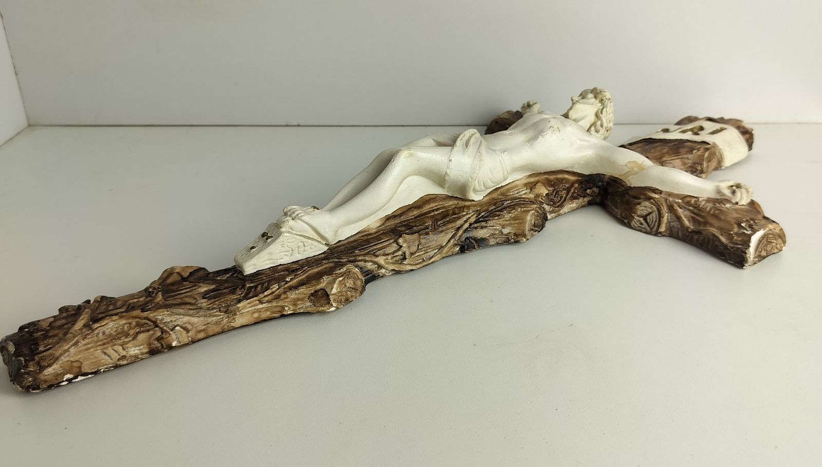 photo for sale Vintage Plaster Wall Hanging Crucifix Cross Jesus Crist Crucifixion Beatiful Rel
