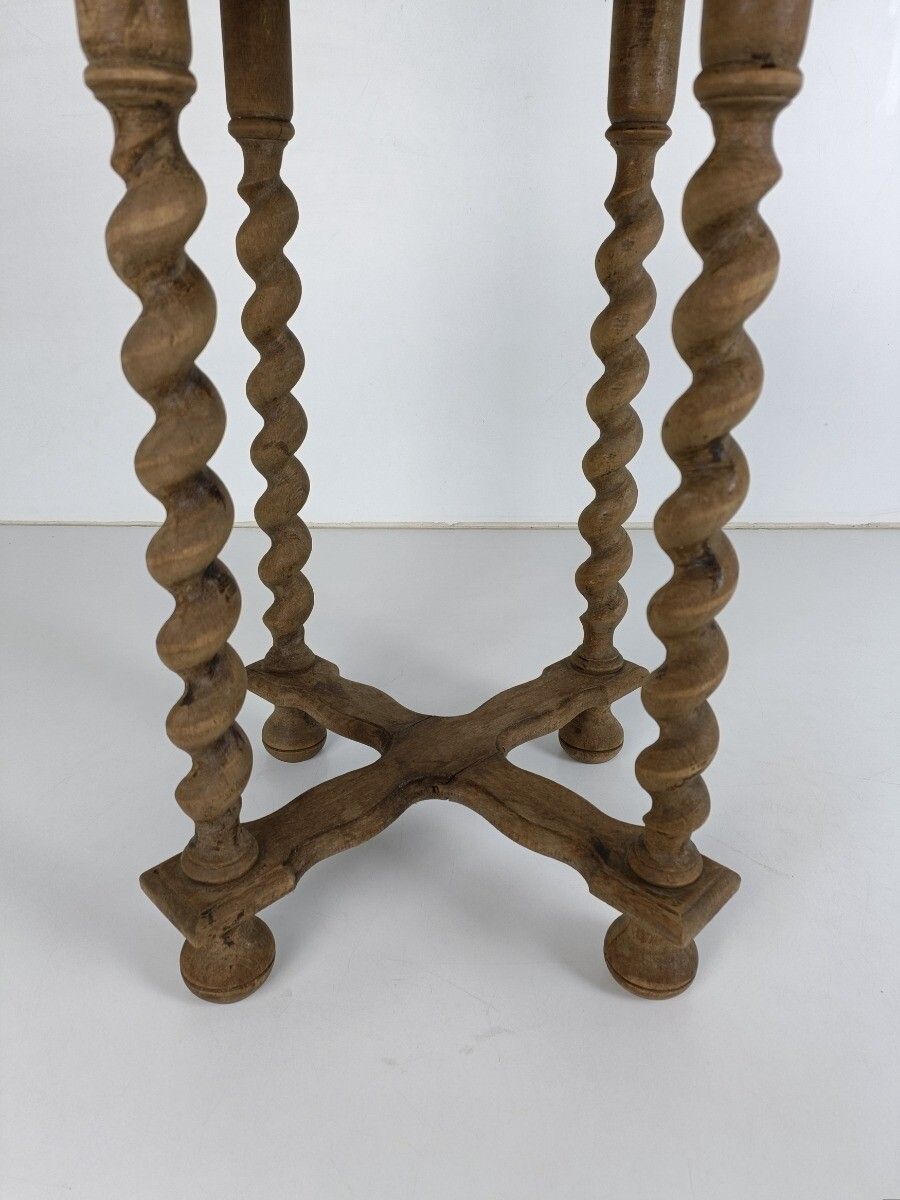 Barley Twist Wooden Side Wine Table Pedestal Plant Bonsai Stand Two Tier Barn Co photo for sale
