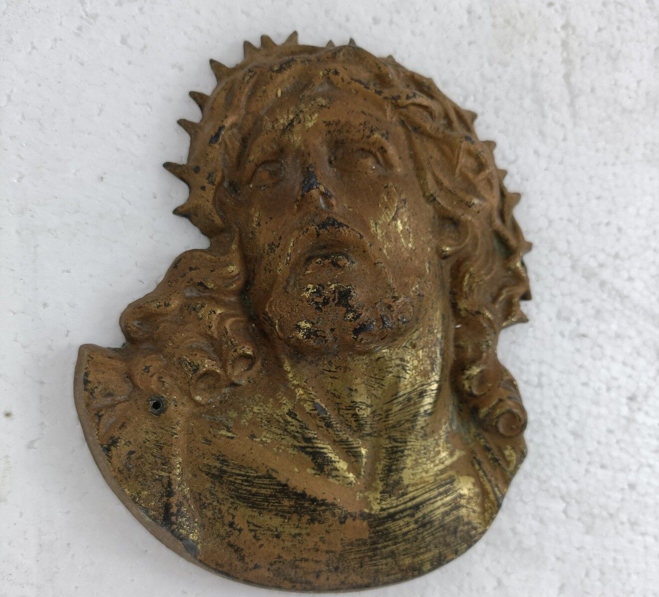 Heavy Brass  Wall Hanging  Jesus Christ  Head Of Thorns Plaque Gorgeous Antique photo Art