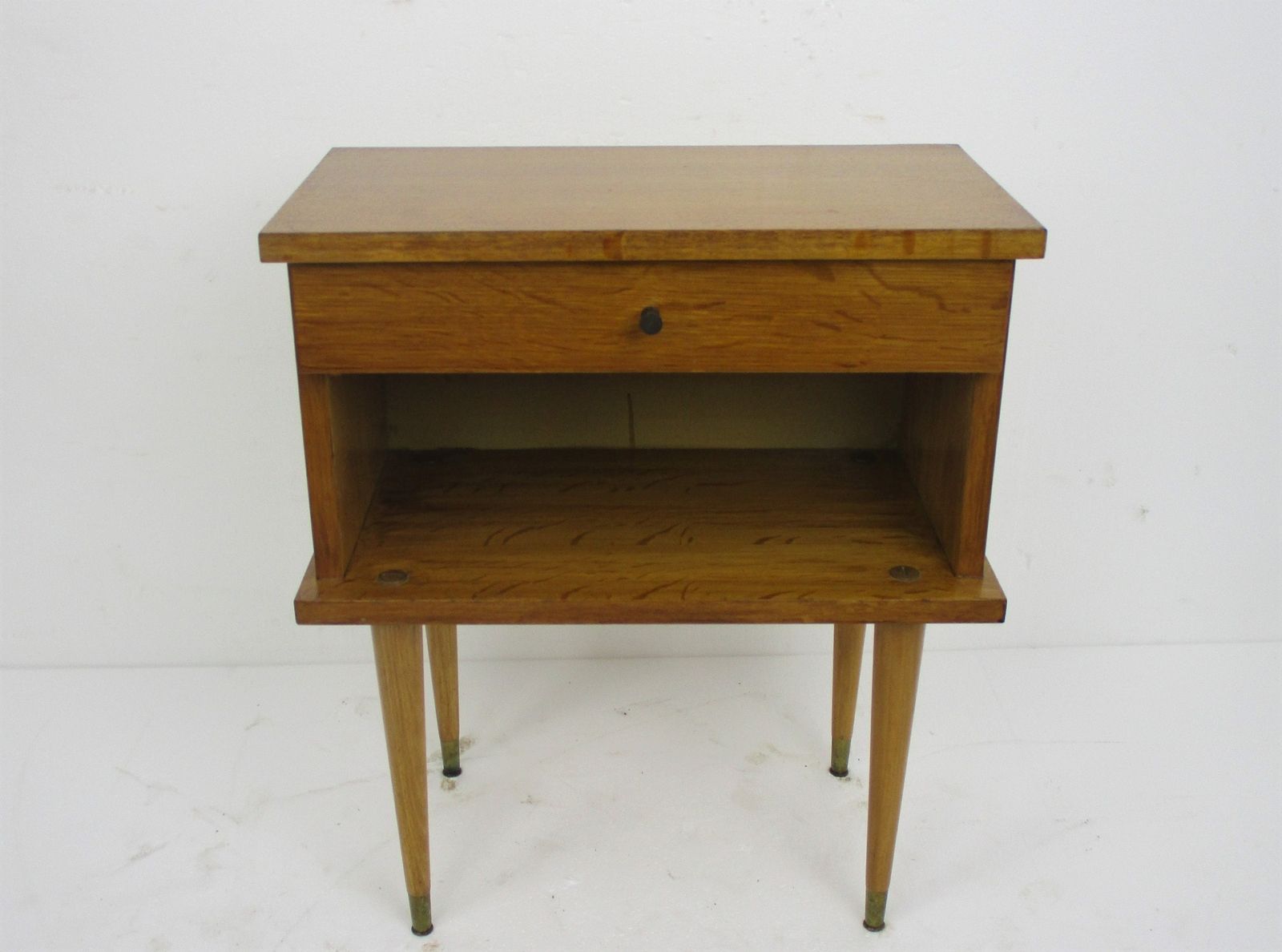 Vintage Nightstand Mid Century Danish Modern Style End Table Modernist Funky Era photo for sale