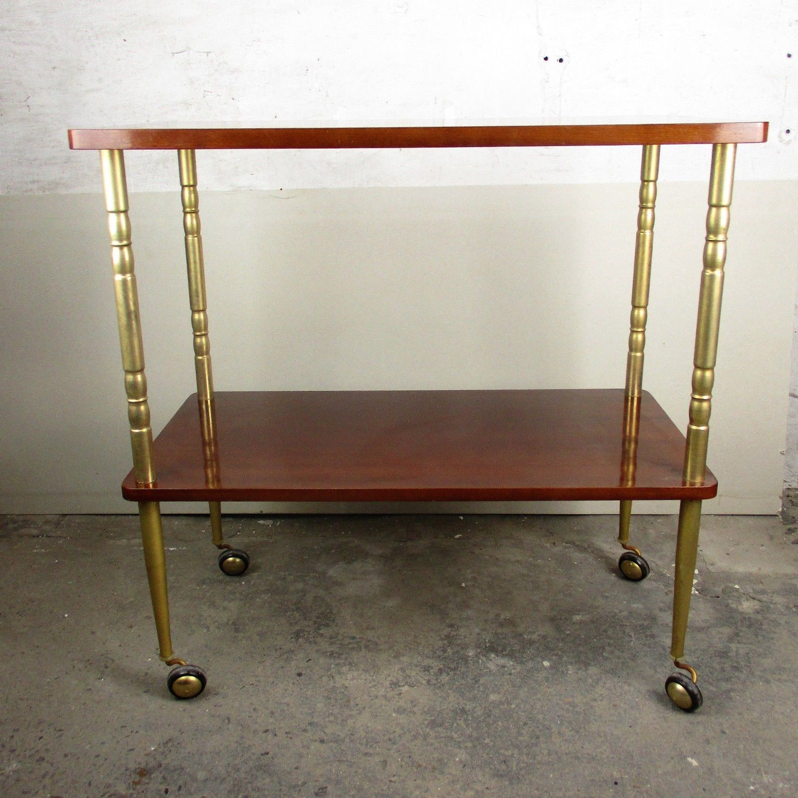 Bar Cocktail Tea Cart Trolley  Mid Century Modern Kitchen Island Wood Veneer Wow photo for sale