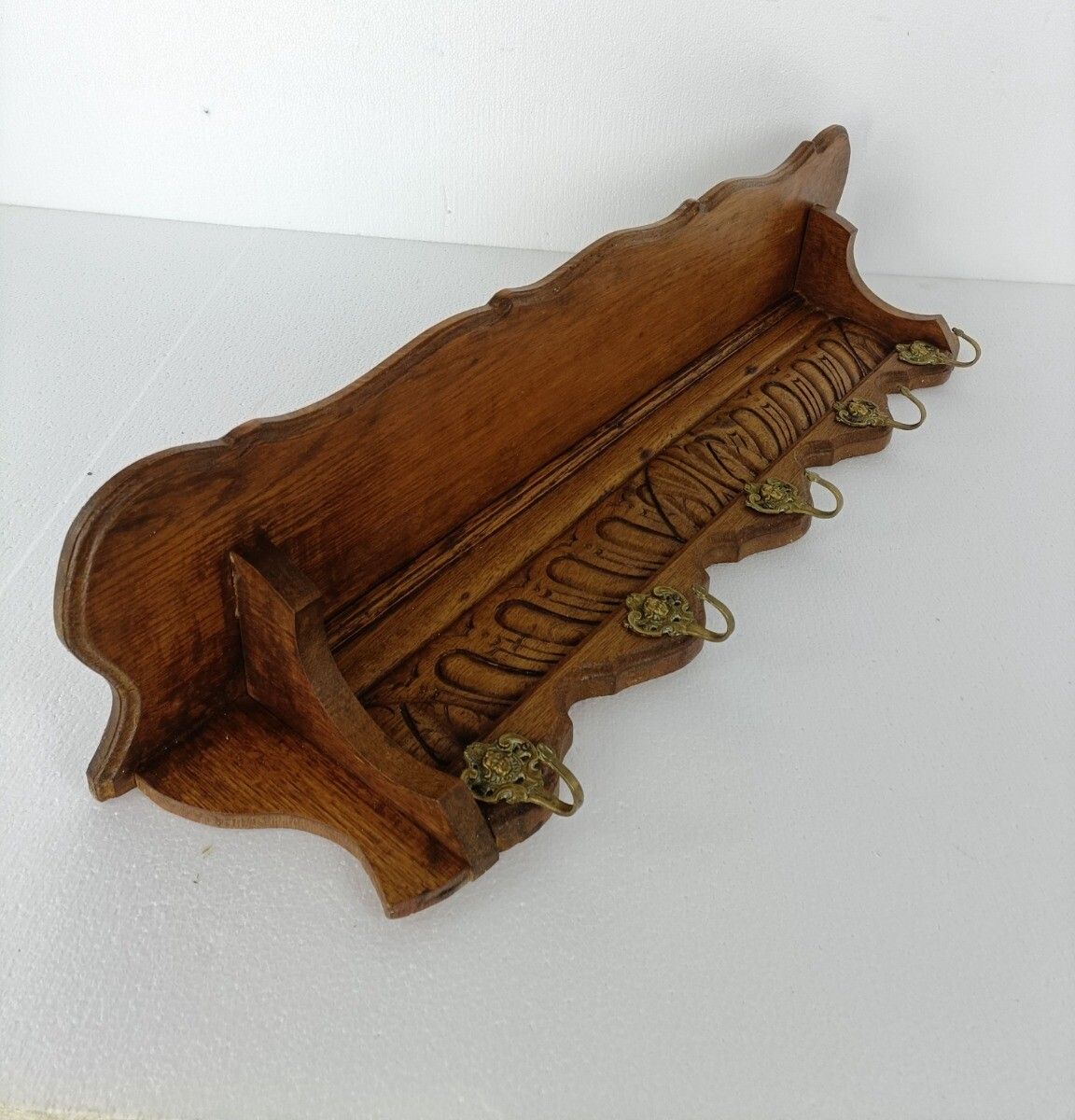 Xl Hand Carved Wood French Oak Coat Hat Kitchen Hallway Rack Antique photo Furniture