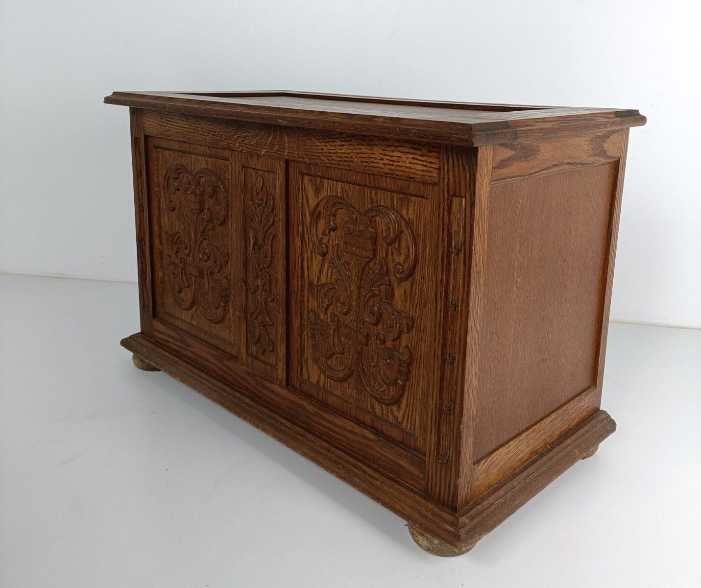 Antique Wedding Chest Flemish French Ornate Hand Carved Wood Fish Fruit Carvings photo buy