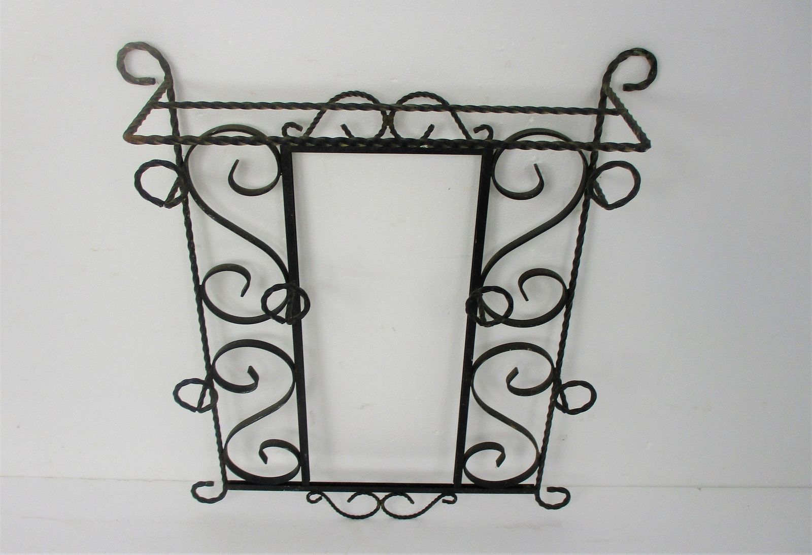 Vintage Funky French Wrought Iron Coat Hat Wall Rack Picture Mirror Frame Countr photo for sale