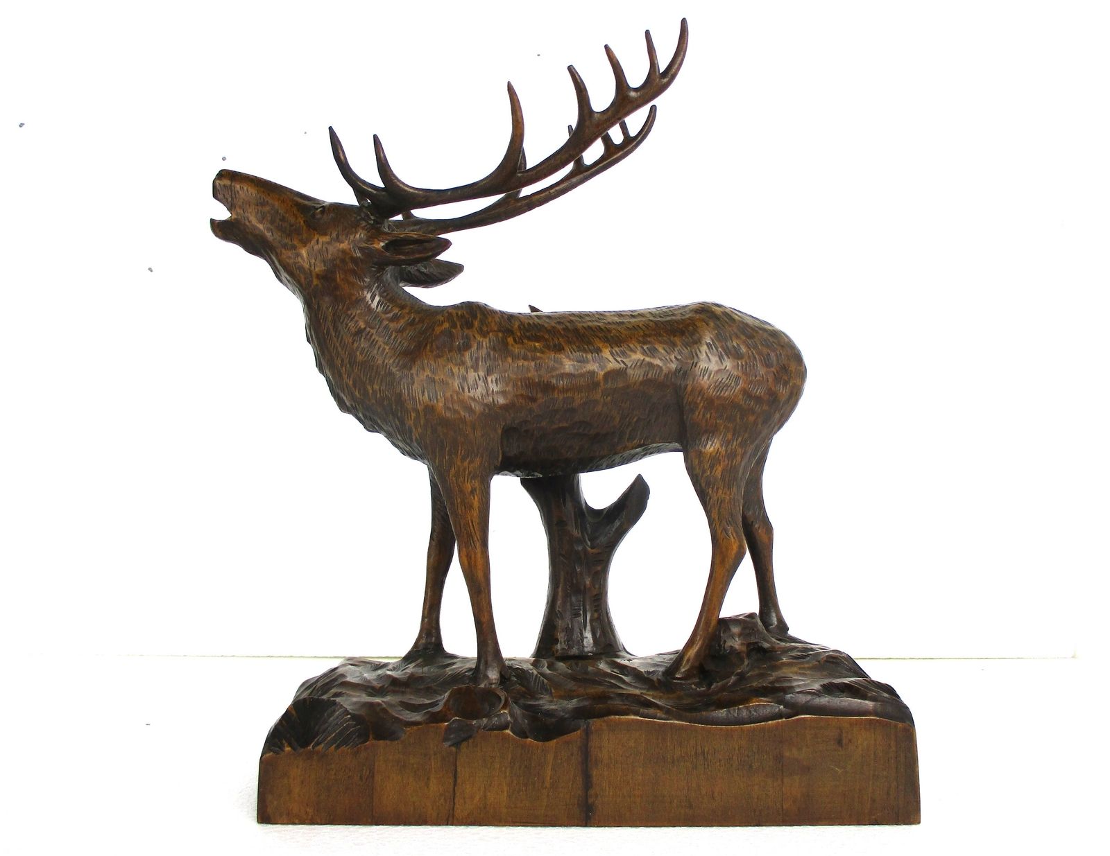 Black Forest Sculpture Figurine Hand Carved Deer Roe Buck Stag Marked photo furniture