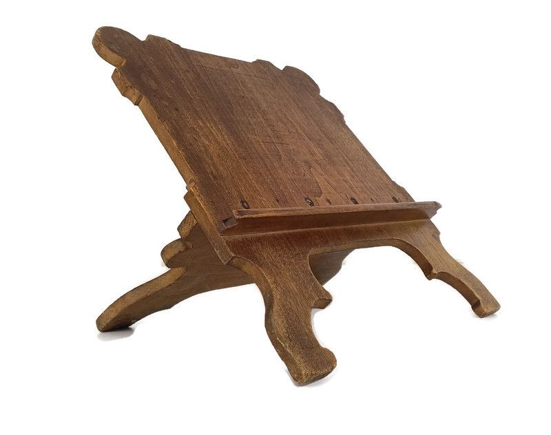 Lectern Book Sheet Music Stand Carved Wood Antique Pulpit