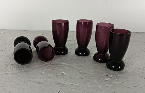 Antique Art Deco Amethyst Shot Glasses Set Of 6 photo 97.0