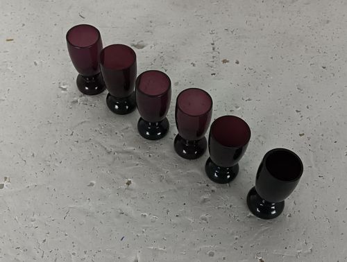 Antique Art Deco Amethyst Shot Glasses Set Of 6 photo buy