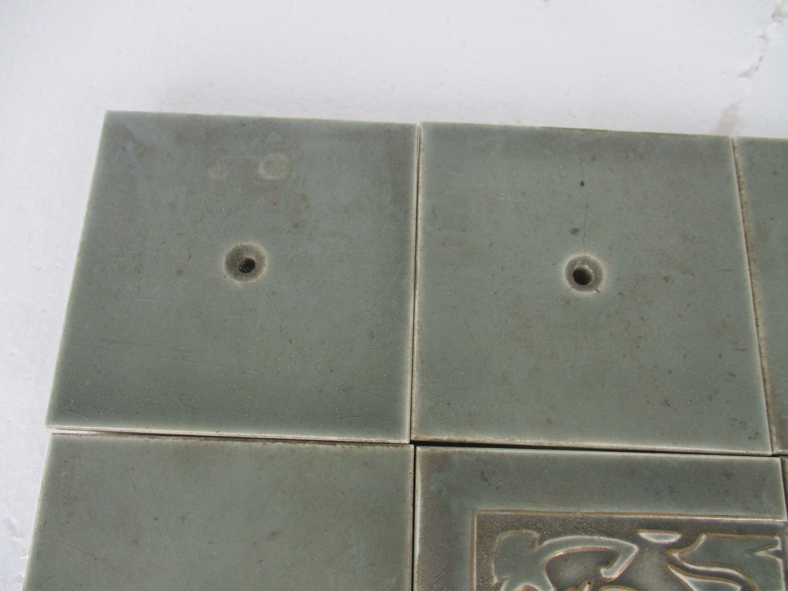 Antique Tiles Tableau Picture Mural Frame Art Deco Marked Sdv photo for sale