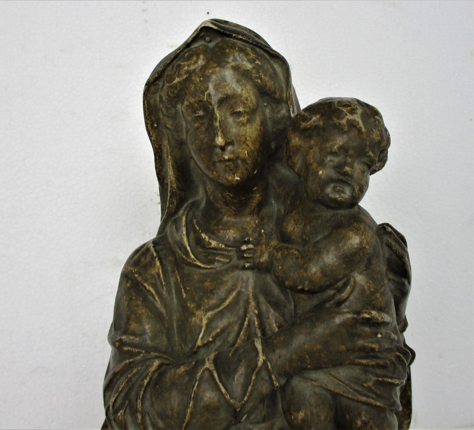 Vintage Statue Sitting Our Lady Virgin Mary Infant Sedes Sapientiae Plaster Gorg photo 344.0