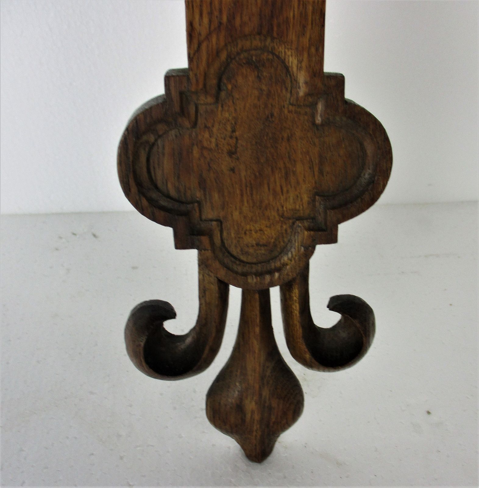 Xl Hand Carved Wood Hanging Ornate Church Chapel Crucifix French Fleur De Lis Fa photo Art