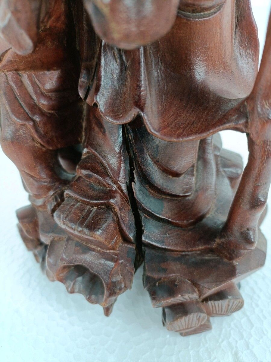 Chinese Rosewood Hand Carved Wooden Figurine Sculpture Wise Old Man Vintage photo buy