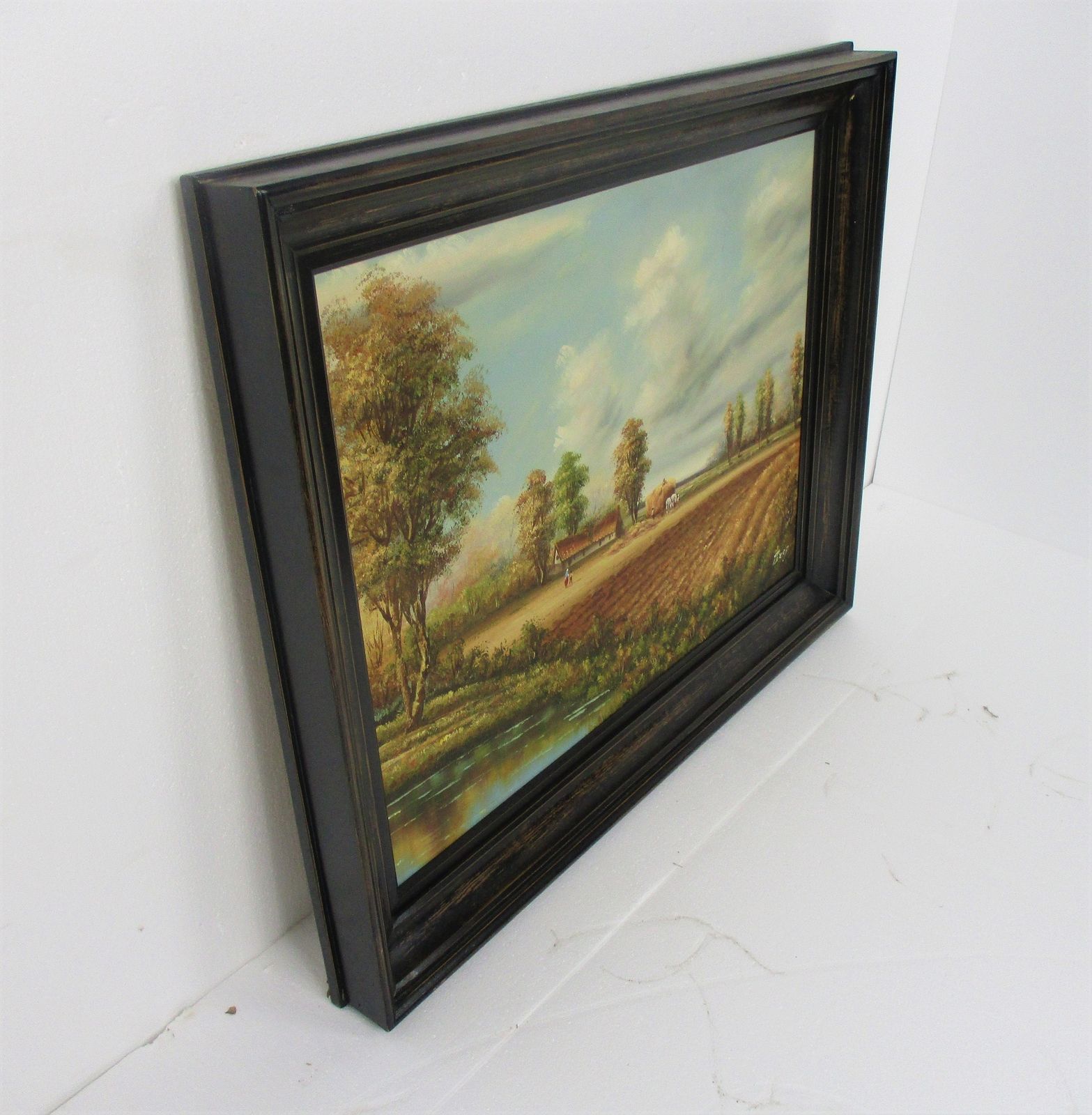 Lovely Oil Painting Framed Farm Polder Landscape Flanders Signed Percy photo buy