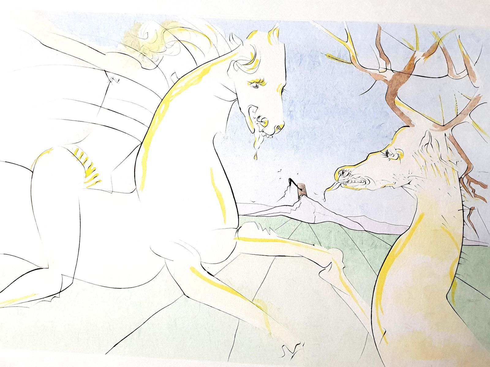 Salvador Dalí­Salvador Dali   The Rider And The Deer   Handsigned Engraving1974