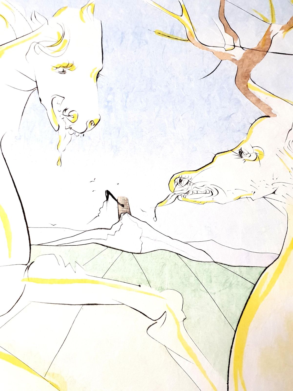 Salvador Dalí­Salvador Dali   The Rider And The Deer   Handsigned Engraving1974 photo vinterior